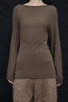 SWAYING 24 Autumn and Winter Wool Blended One-shoulder Lamb Leg Sleeve Top SW-SW24AW1T17-ZONG Brown SW-SW24AW1T13